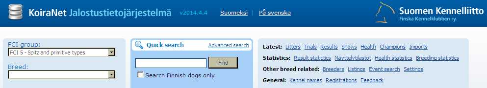 Datenbank Finnland Deutscher Spitz